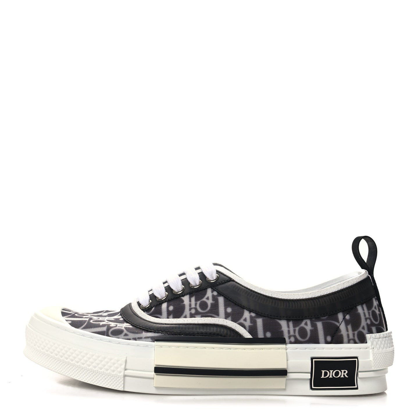 Technical Canvas Mesh Oblique Printed Mens B23 Low Top Sneakers 42 Black White