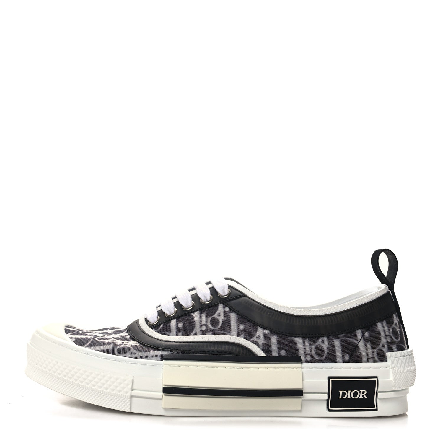 Christian Dior Technical Canvas Mesh Oblique Printed Mens B23 Low Top Sneakers 42 Black White 1 of 9