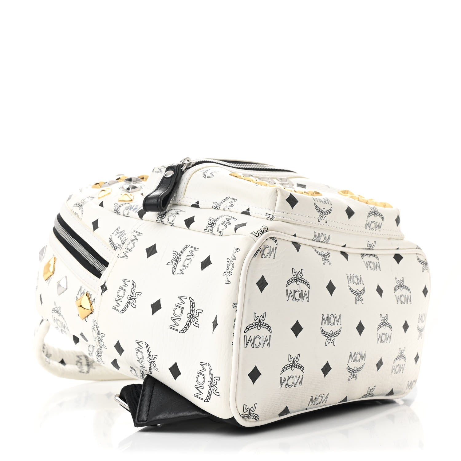 MCM Visetos Studded Small Stark M Backpack White 4 of 10