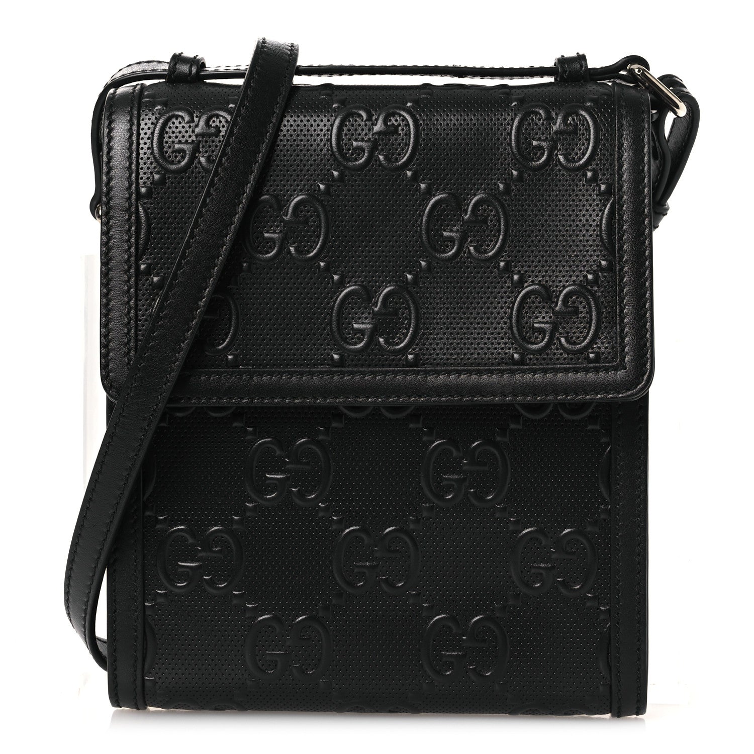 Gucci Calfskin GG Tennis Embossed Messenger Bag Black 1 of 21