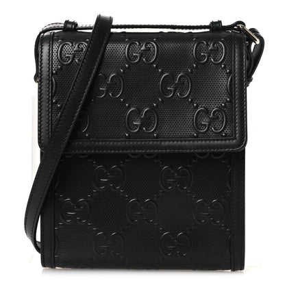 Gucci Calfskin GG Tennis Embossed Messenger Bag Black 1 of 21