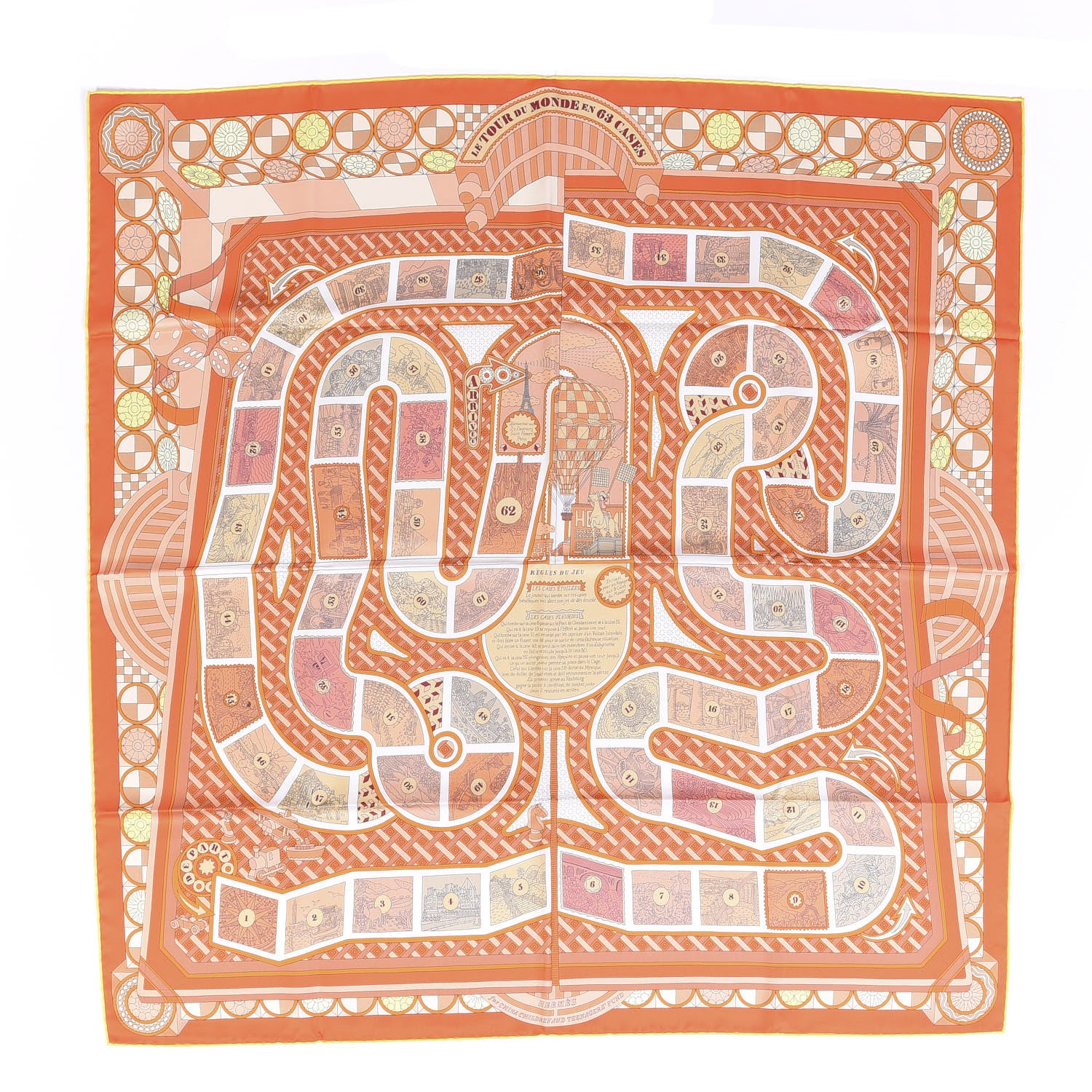 Hermes Silk Le Tour Du Monde En 63 Cases Scarf 90 1 of 6