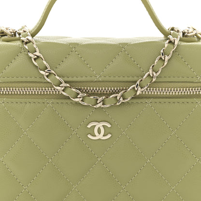 Chanel Caviar Quilted Top Handle Slim Vanity With Chain Khaki 8 of 11