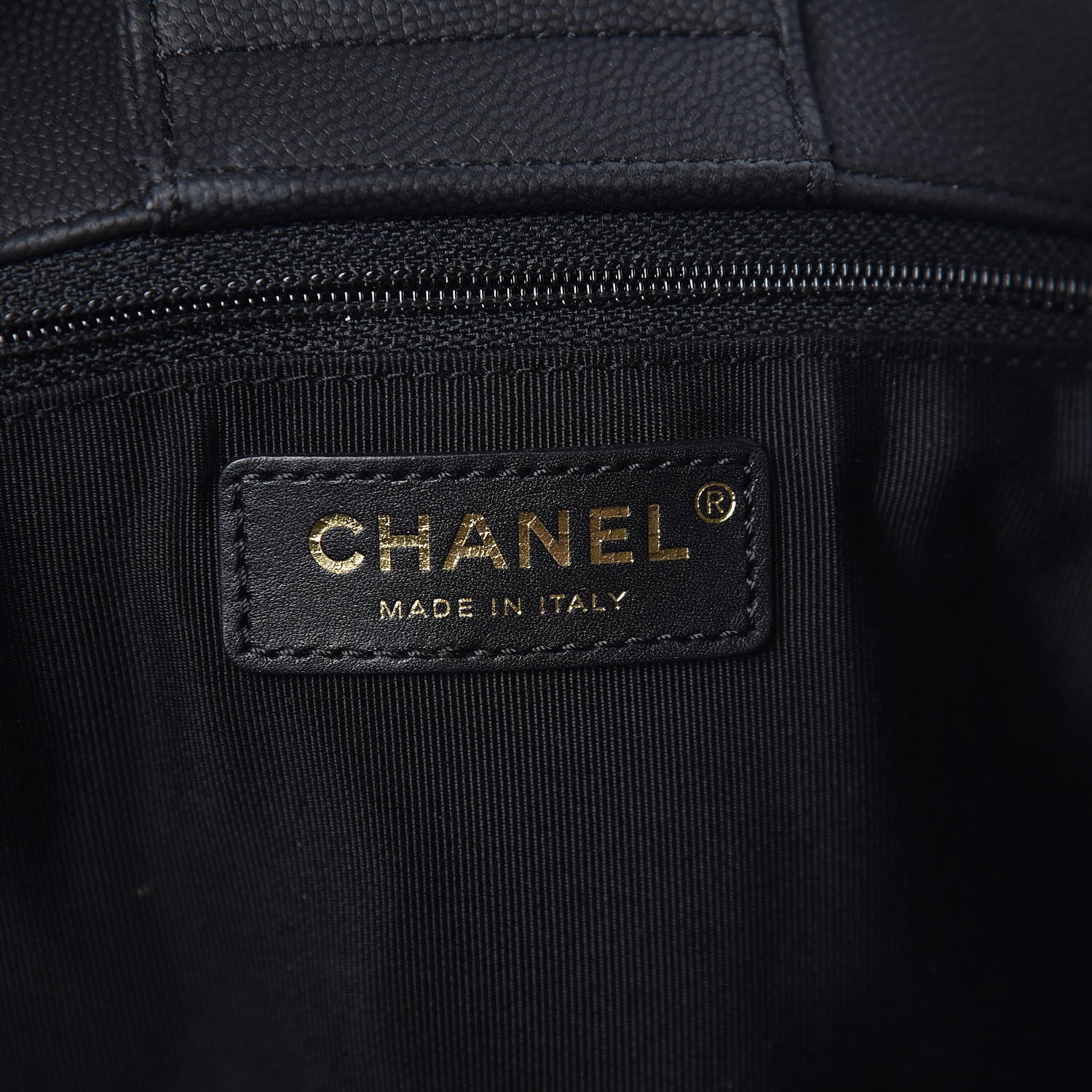 Chanel Caviar Chevron Quilted Large Shopping Tote Black 8 of 9