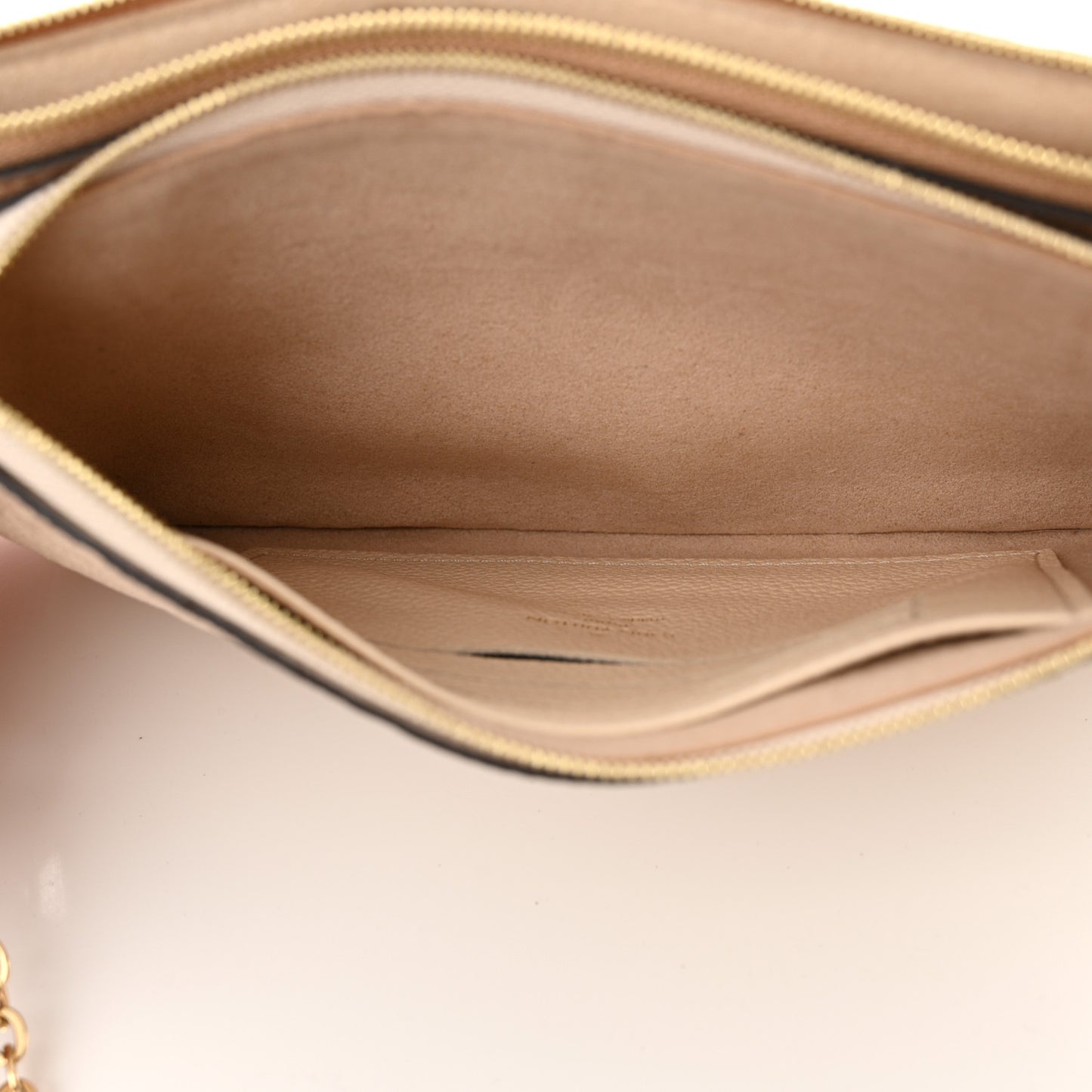 Empreinte Double Zip Pochette Beige Rose Creme