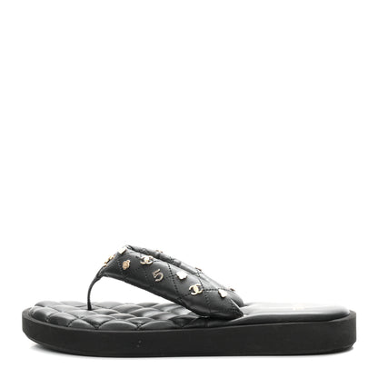 Chanel Lambskin Quilted Padded Charms Thong Sandals 41 Black 1 of 9