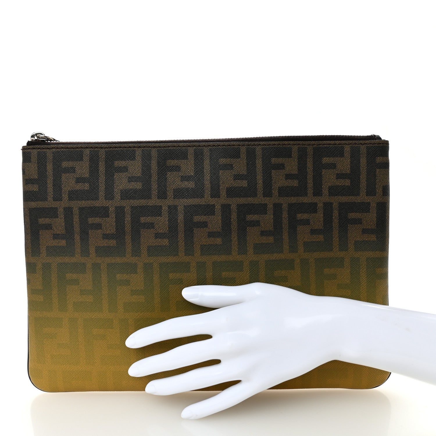Fendi Zucca Spalmati Ombre Pouch Tobacco Cedro 1837892 – FASHIONPHILE