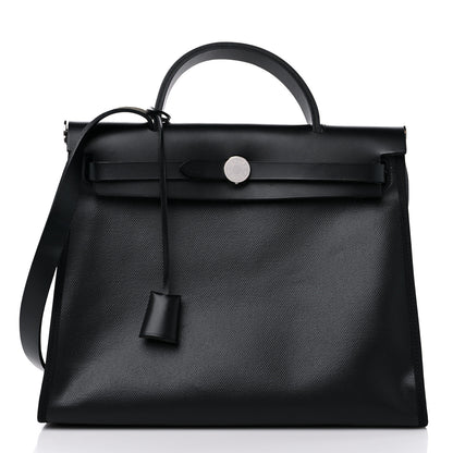 Hermes Toile H Berline Vache Hunter Herbag Zip PM 31 Black Ecru 3 of 11