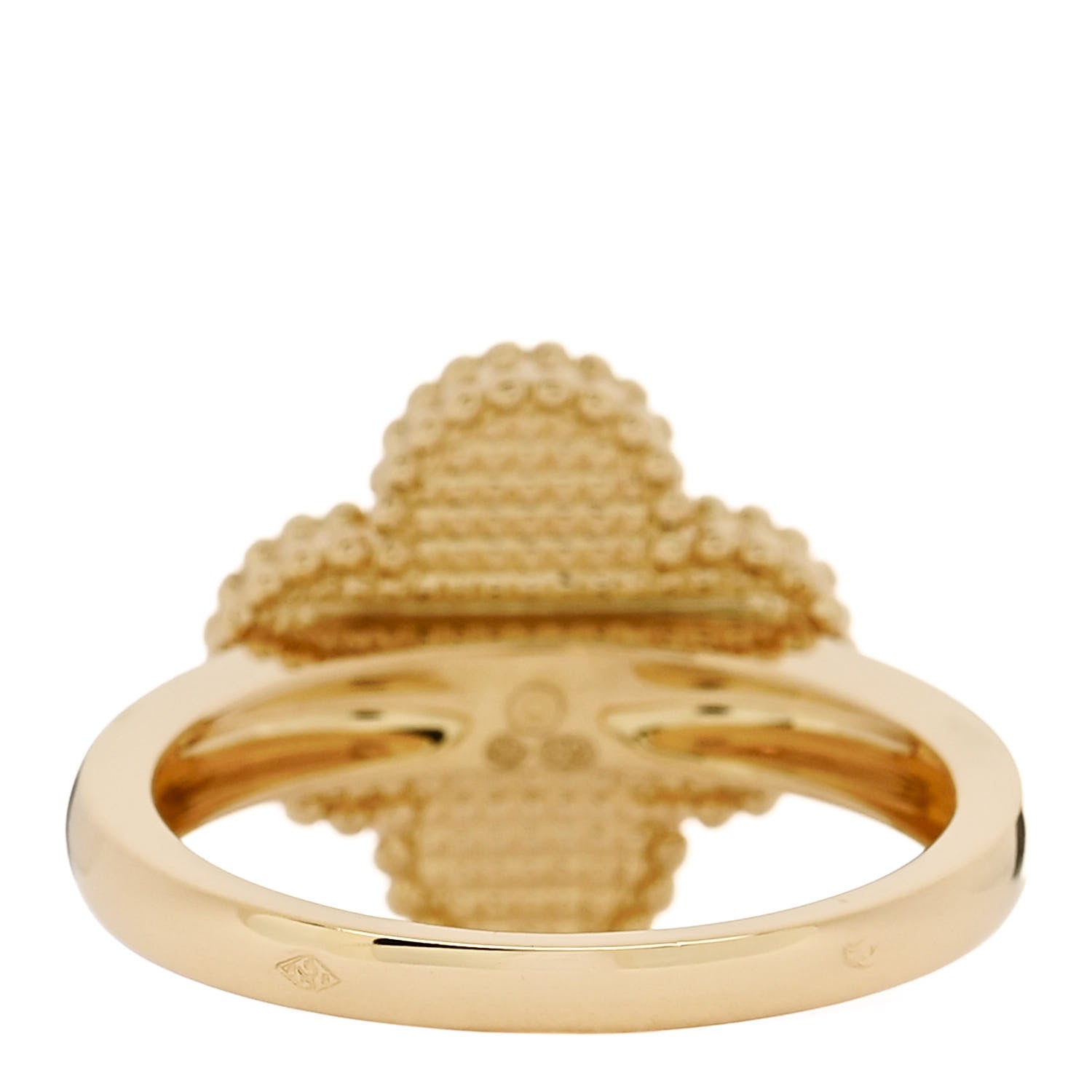Van Cleef & Arpels 18K Yellow Gold Diamond Malachite Vintage Alhambra Ring 55 7.25 4 of 6