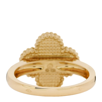 Van Cleef & Arpels 18K Yellow Gold Diamond Malachite Vintage Alhambra Ring 55 7.25 4 of 6