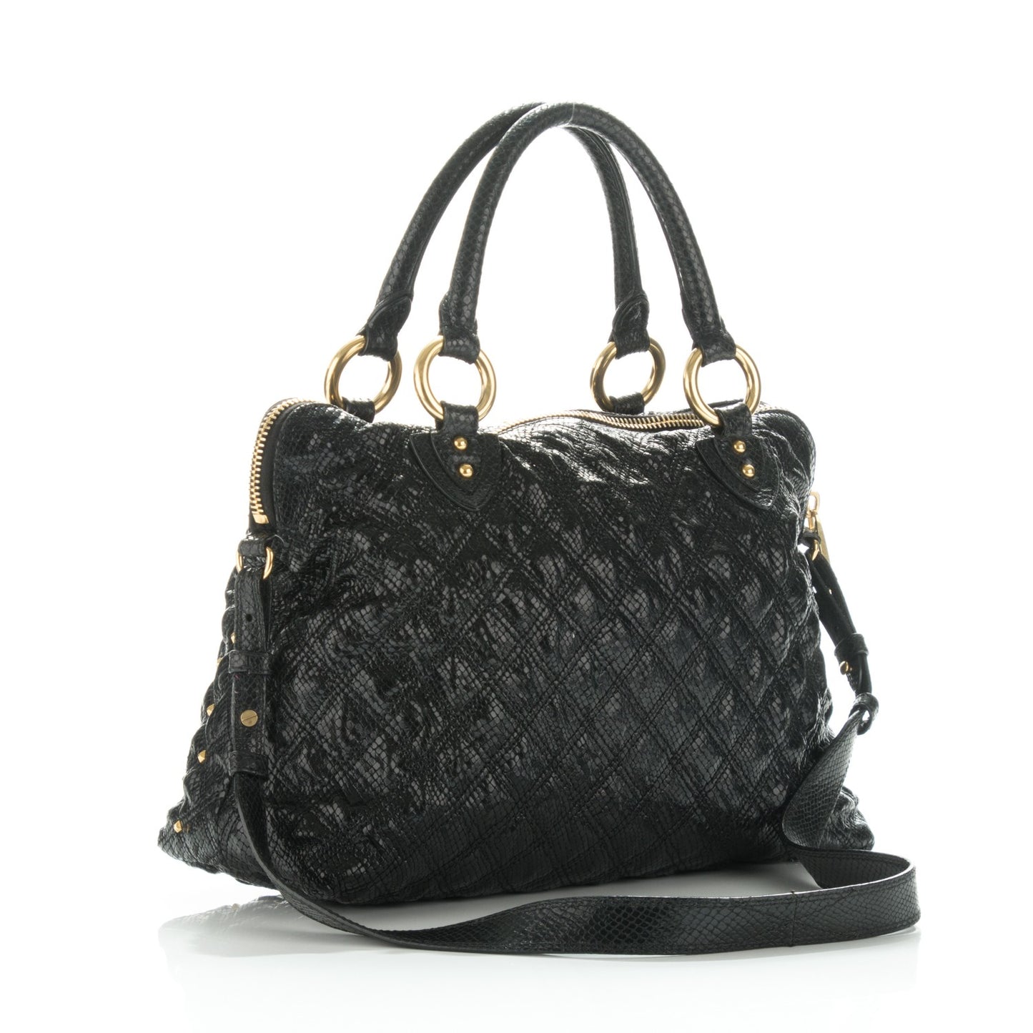 Python Effect Quilted Rio Stardust Satchel Black