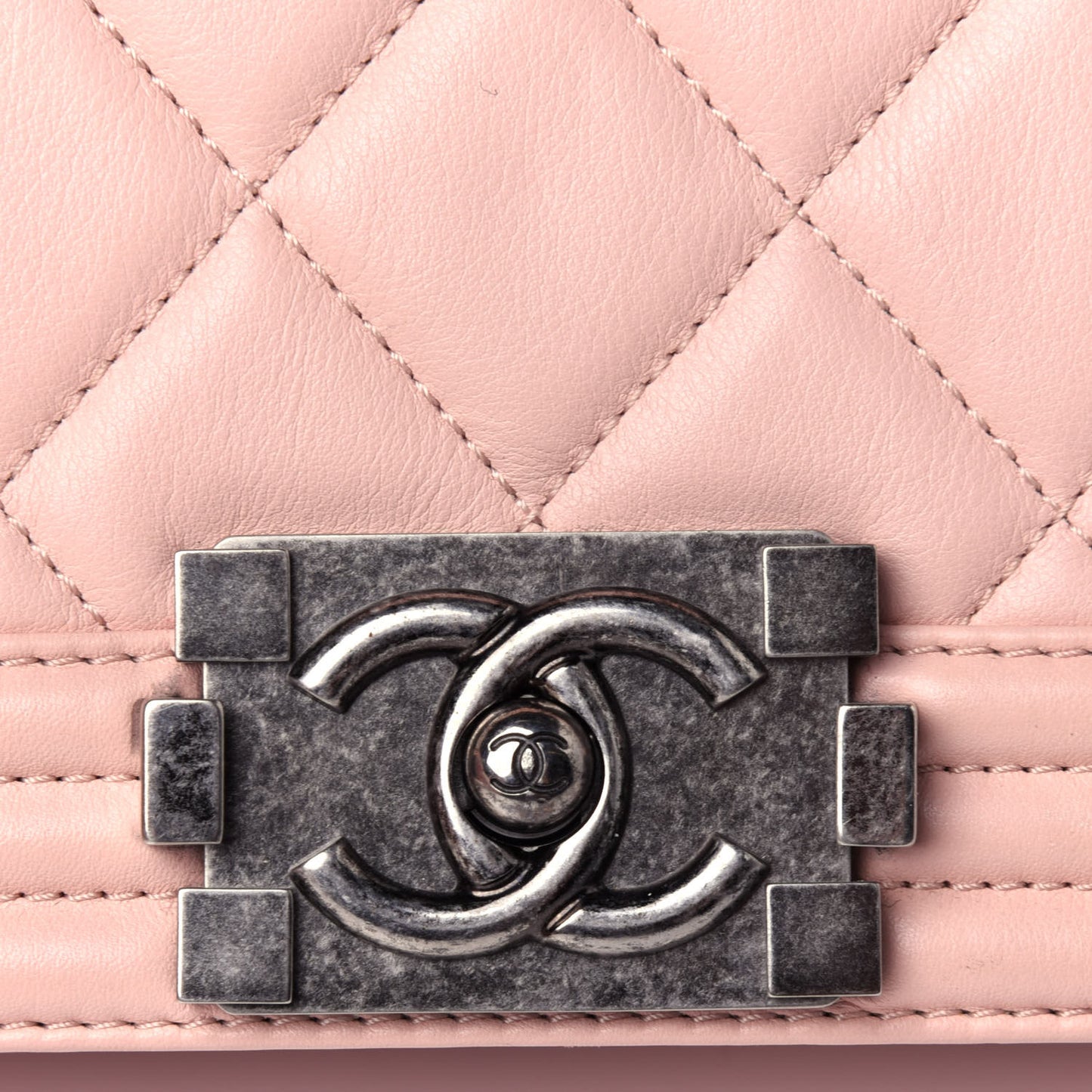 Calfskin Quilted New Medium Boy Flap Light Pink