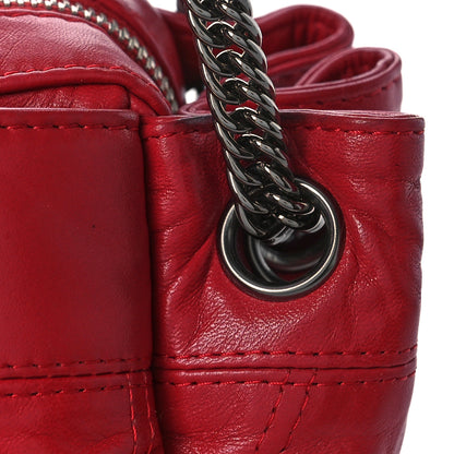 Chanel Lambskin Square Stitched Lax Accordion Hobo Red 10 of 12