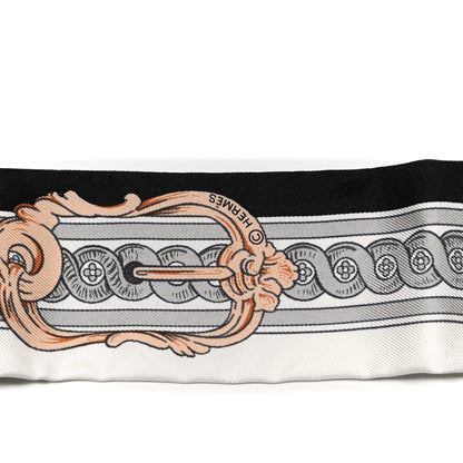 Hermes Silk Bride De Cour Twilly Black White Or Rose 3 of 4