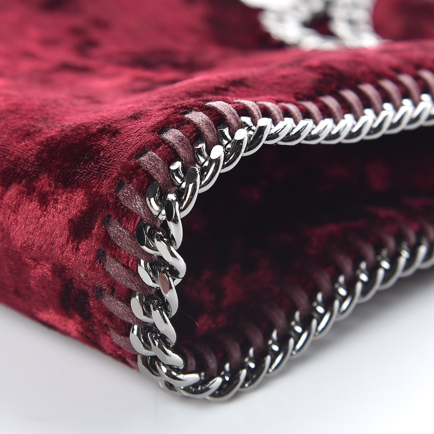 Crushed Velvet Tiny Falabella Tote Burgundy