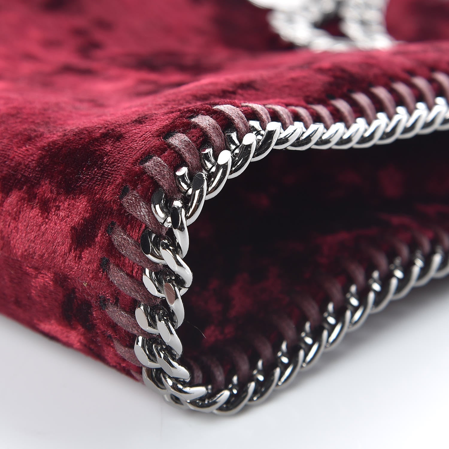 Stella McCartney Crushed Velvet Tiny Falabella Tote Burgundy 8 of 8