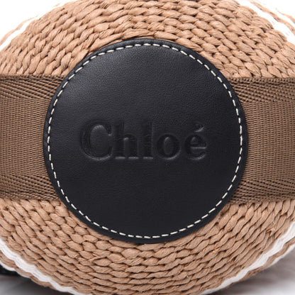 Chloe Raffia Calfskin Small Woody Striped Basket Bag Brown 13 of 14