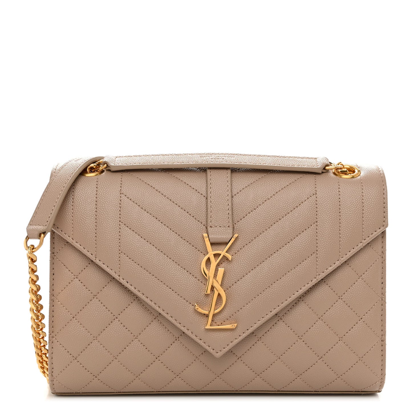 Grain De Poudre Textured Mixed Matelasse Medium Triquilt Monogram Satchel Dark Beige