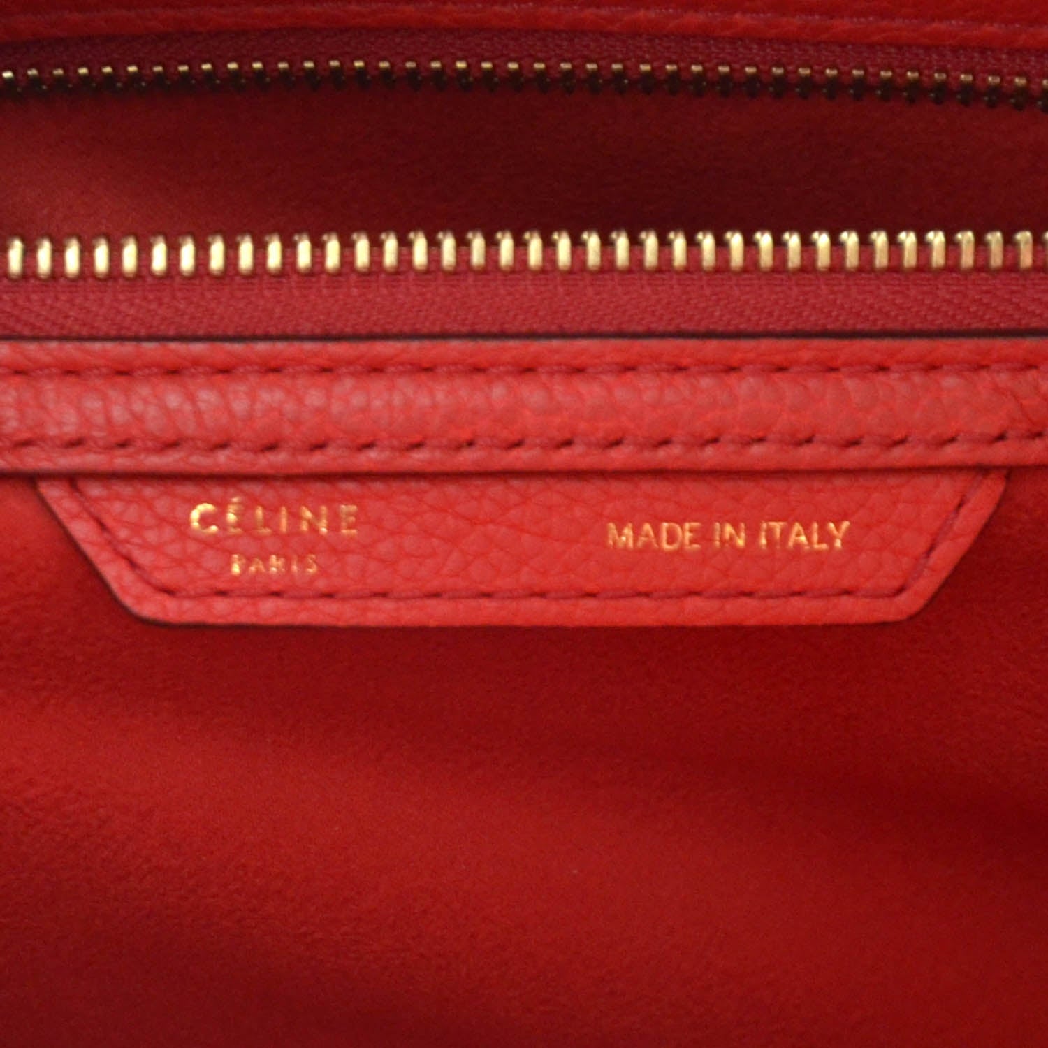 Celine Drummed Calfskin Mini Luggage Coquelicot 5 of 7