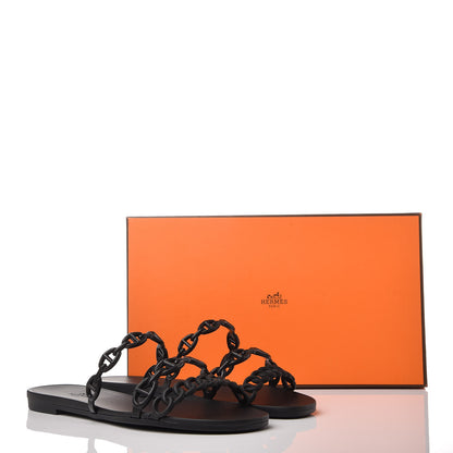 Hermes Rubber Chaine d'Ancre Rivage Sandals 36 Black 8 of 8
