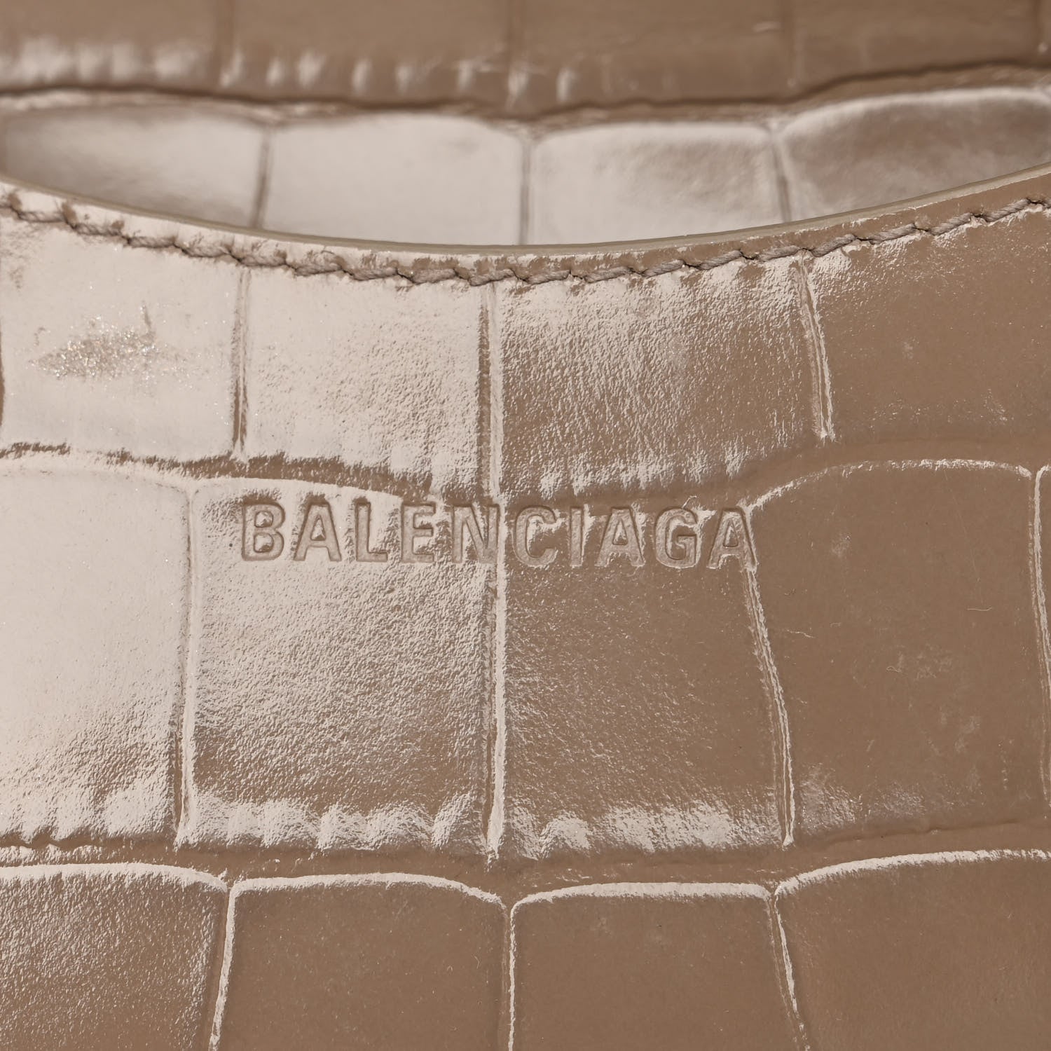 Balenciaga Shiny Supple Calfskin Crocodile Embossed Neo Classic Gold Hardware S City Mink Grey 6 of 13