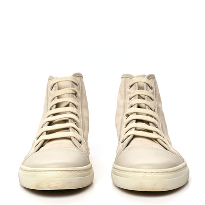 Gucci Washed Cotton GG Monogram Calfskin Womens High Top Sneakers 37 White Mystic White Great White 2 of 7