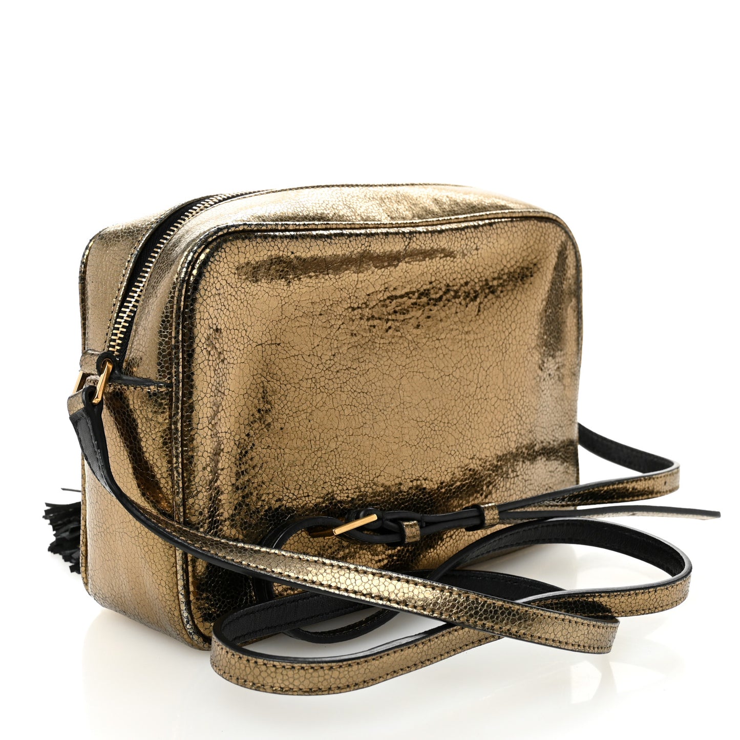 Calfskin Lame Monogram Small Lou Camera Bag Gold Olive