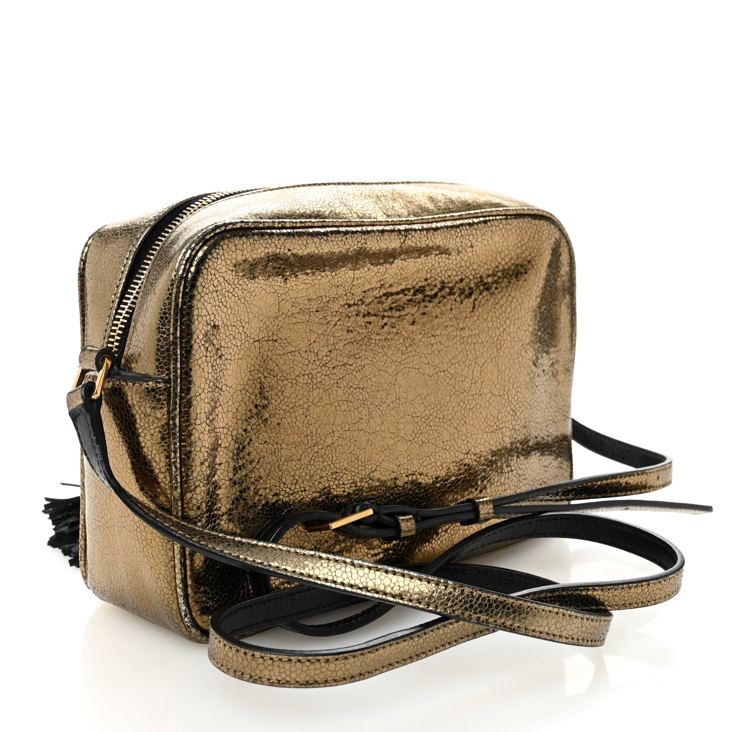 Saint Laurent Calfskin Lame Monogram Small Lou Camera Bag Gold Olive 3 of 10