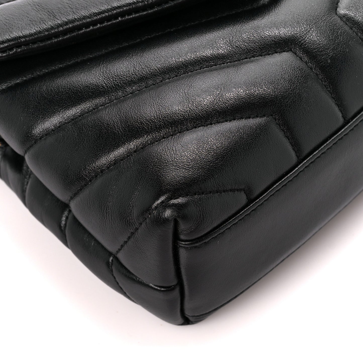 Calfskin Y Quilted Monogram Monochrome Toy Loulou Crossbody Bag Black