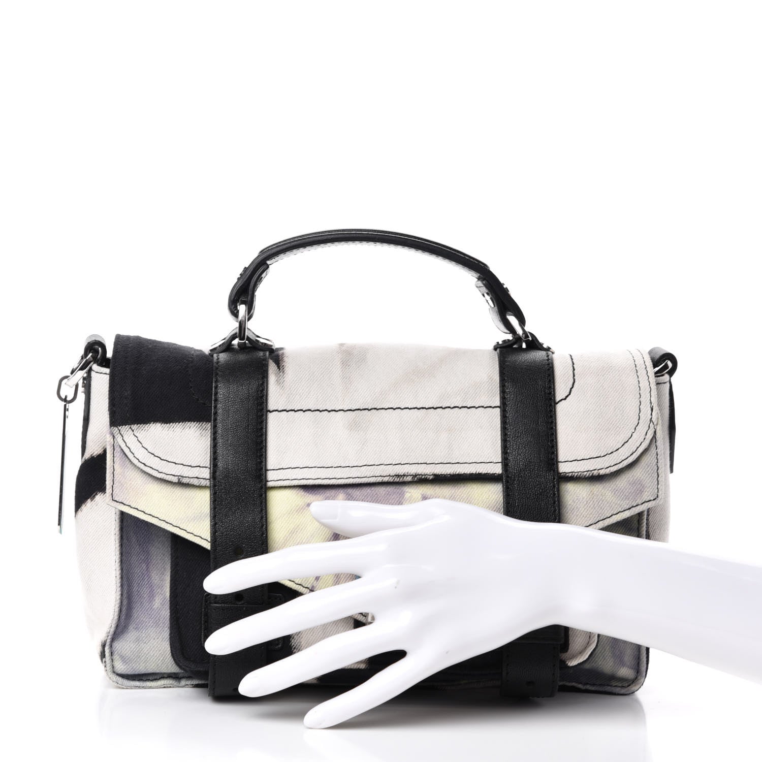 Proenza Schouler Canvas Tie Dye Tiny PS1 Satchel Black Lime 2 of 10