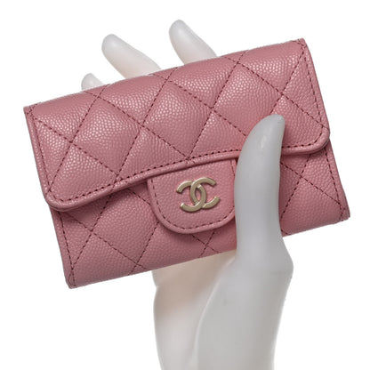 Chanel Caviar Quilted Flap Card Holder Wallet Light Pink 2 of 12
