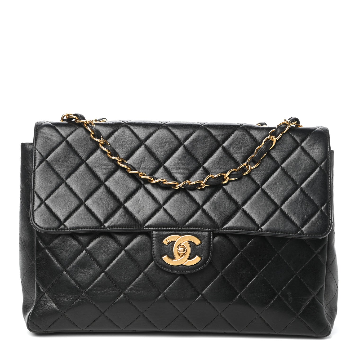 Chanel Lambskin Quilted XL Jumbo Single Flap Black 1 of 10