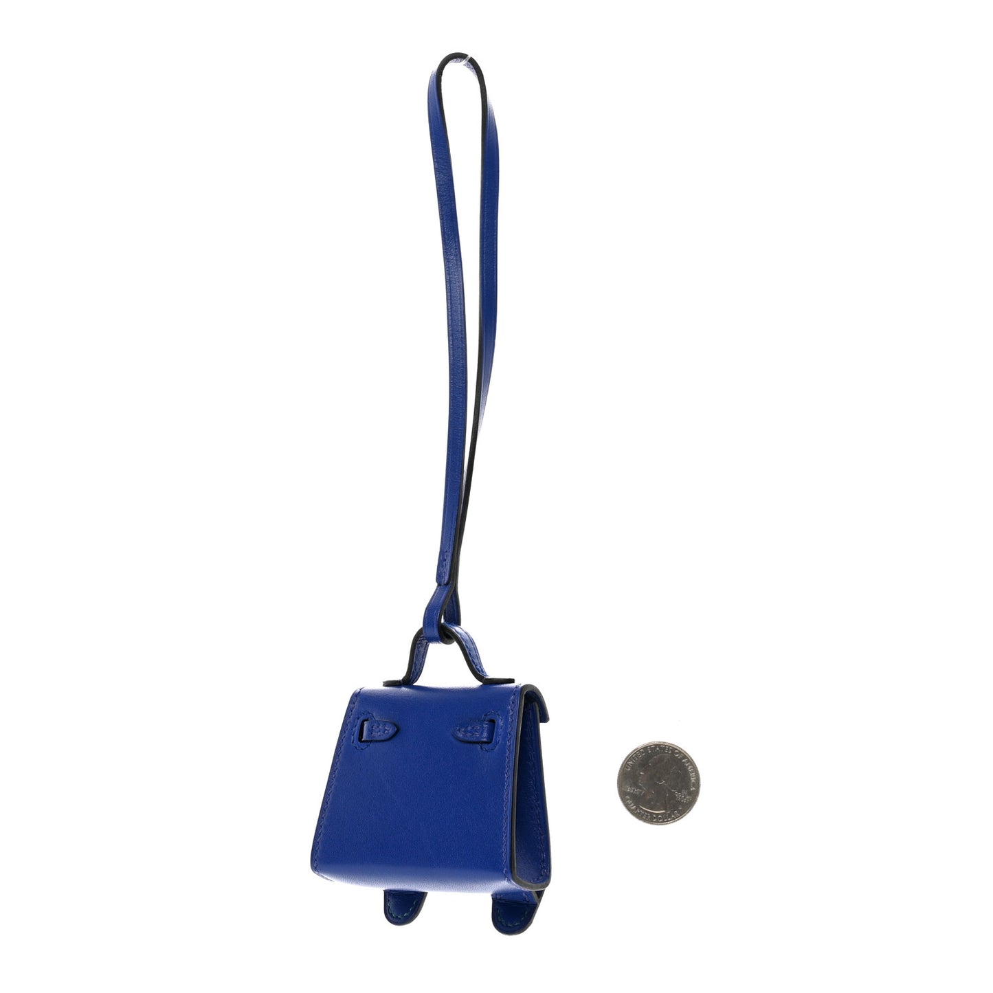 Tadelakt Chevre Mysore Kelly Quelle Idole Bag Charm Bleu Electrique Feu