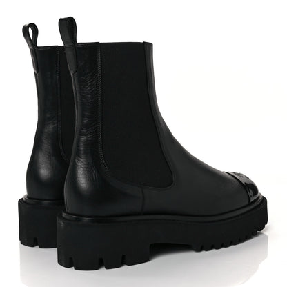 Chanel Crumpled Calfskin Patent Cap Toe Short Boots 39.5 Black 4 of 9