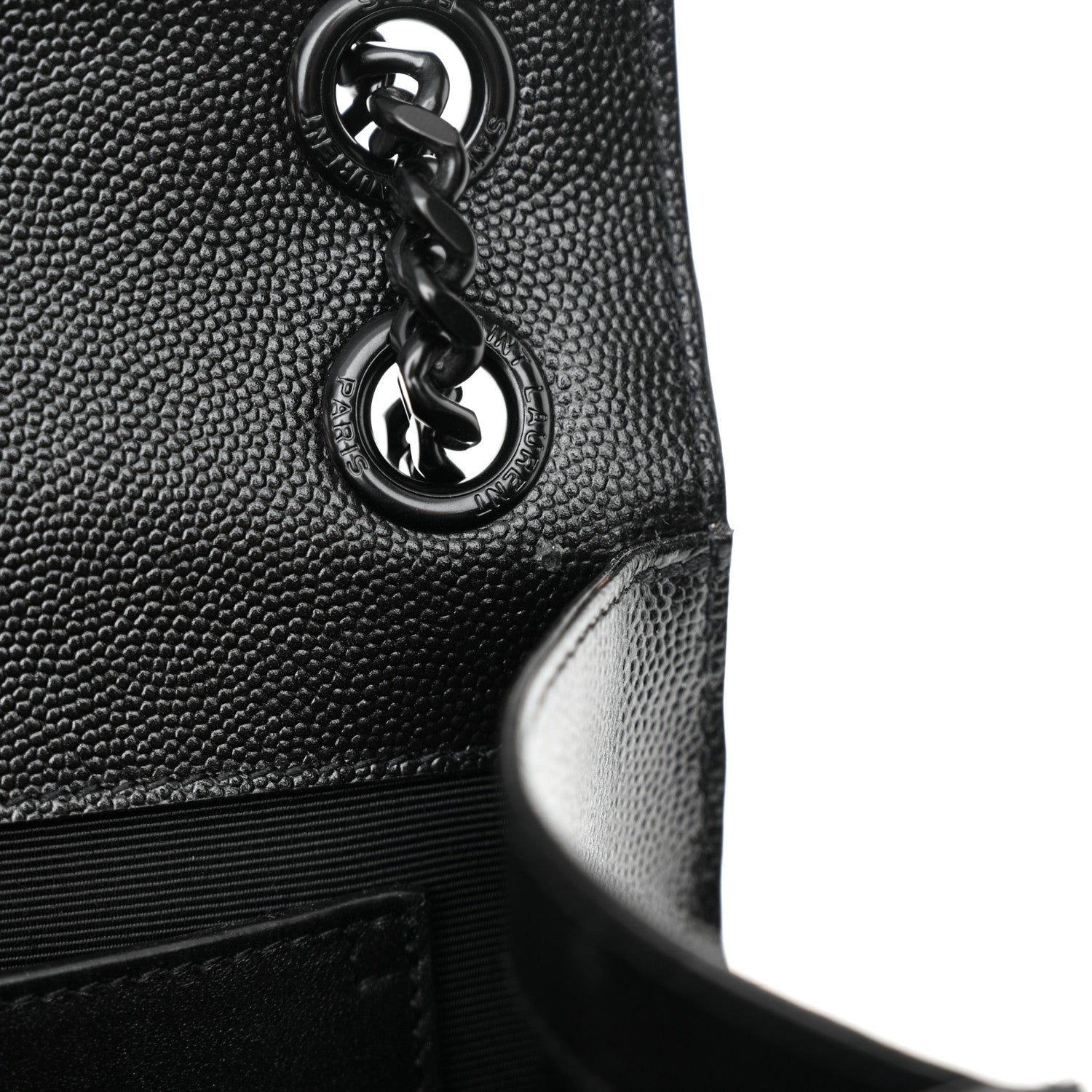 Saint Laurent Grain De Poudre Textured Mixed Matelasse Triquilt Medium Monogram Monochrome Satchel Black 10 of 12