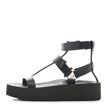 Hermes Calfskin Womens Enid Sandals 37 Black 1 of 9
