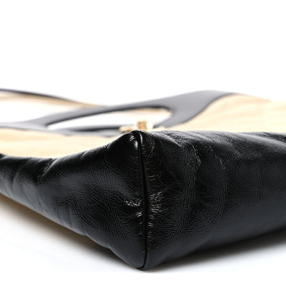 Chanel Aged Calfskin Quilted Large 31 Shopping Bag Beige Black 9 of 10
