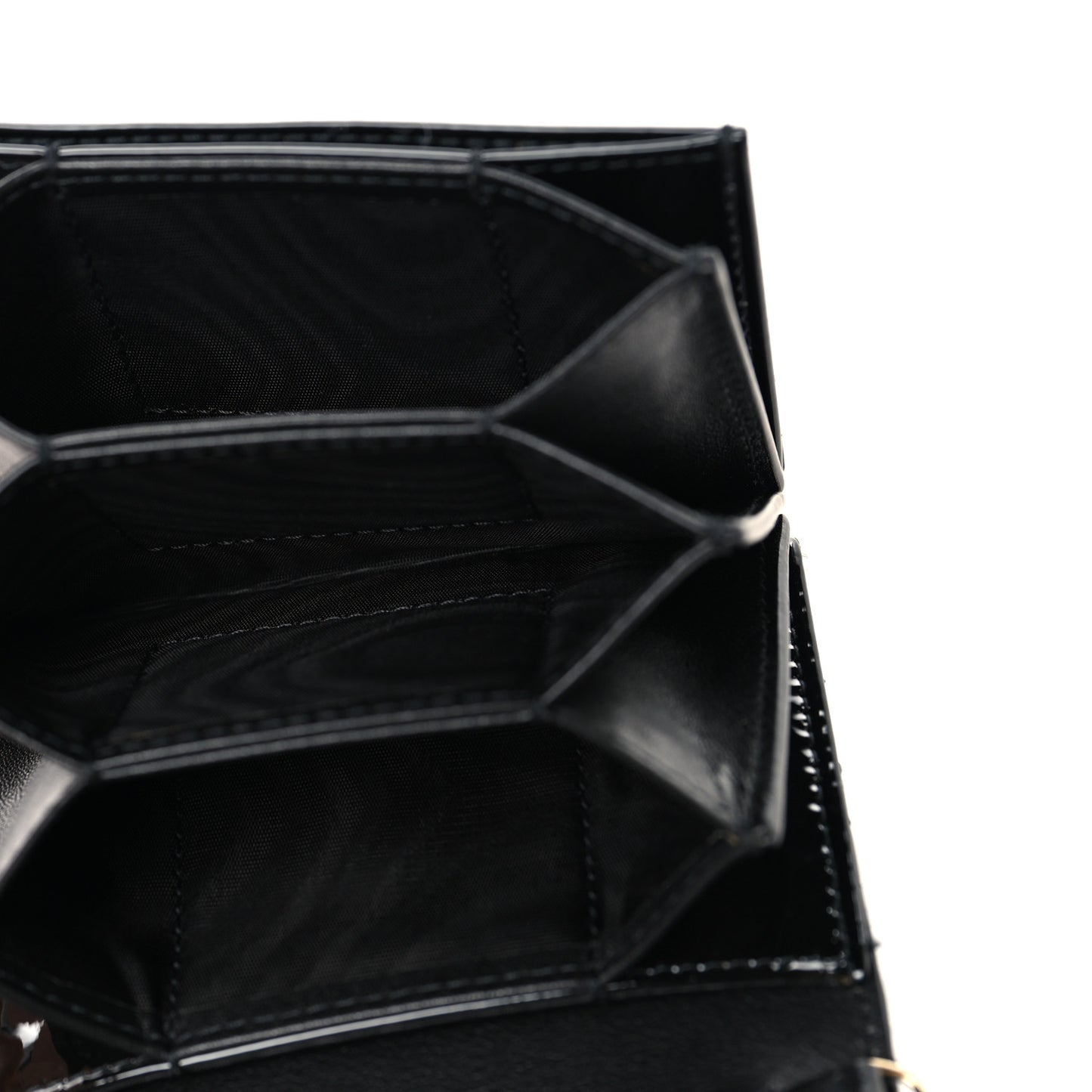 Patent Cannage Mini Pouch on Chain Black
