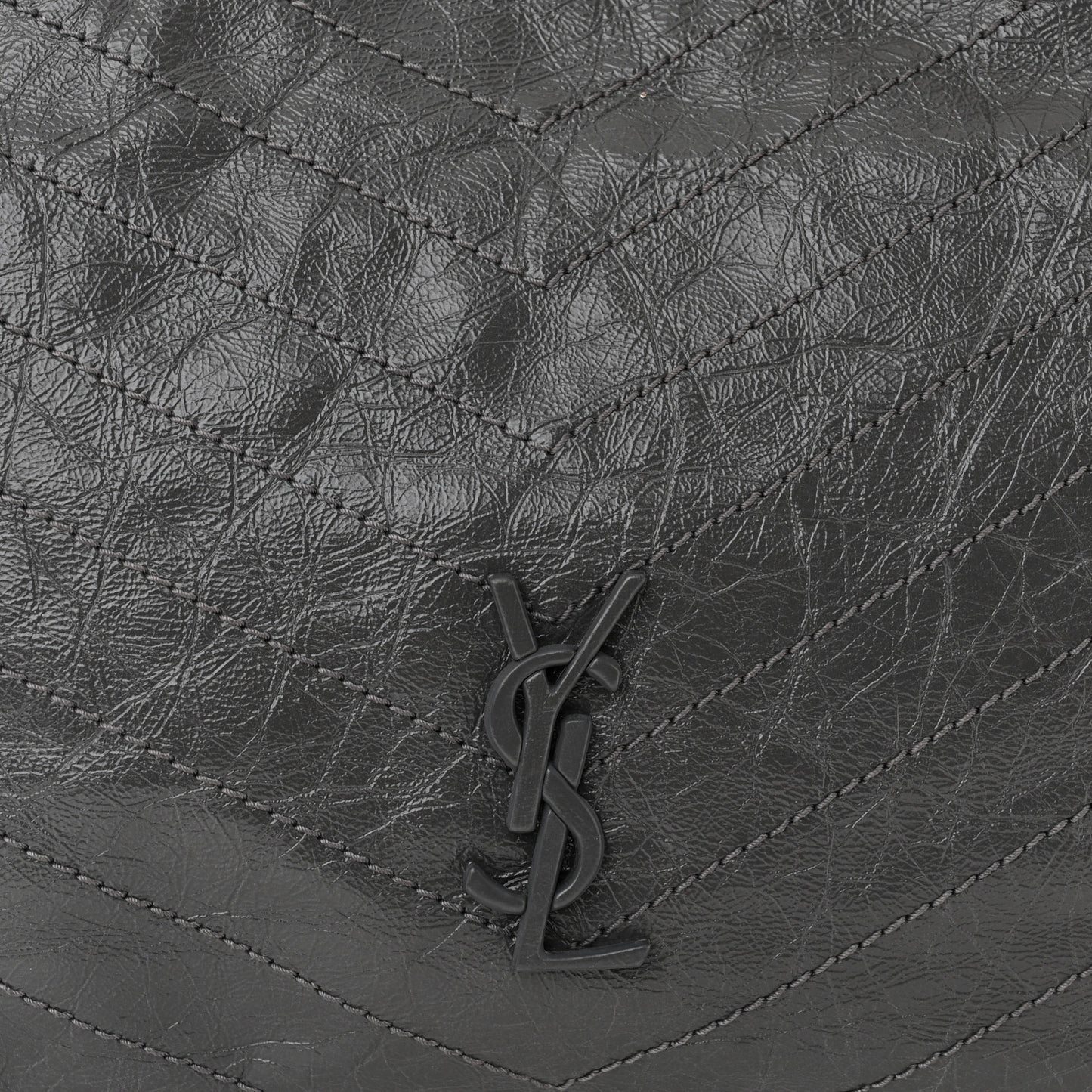 Crinkled Calfskin Matelasse Monogram Medium Niki Shopper Tote Smog