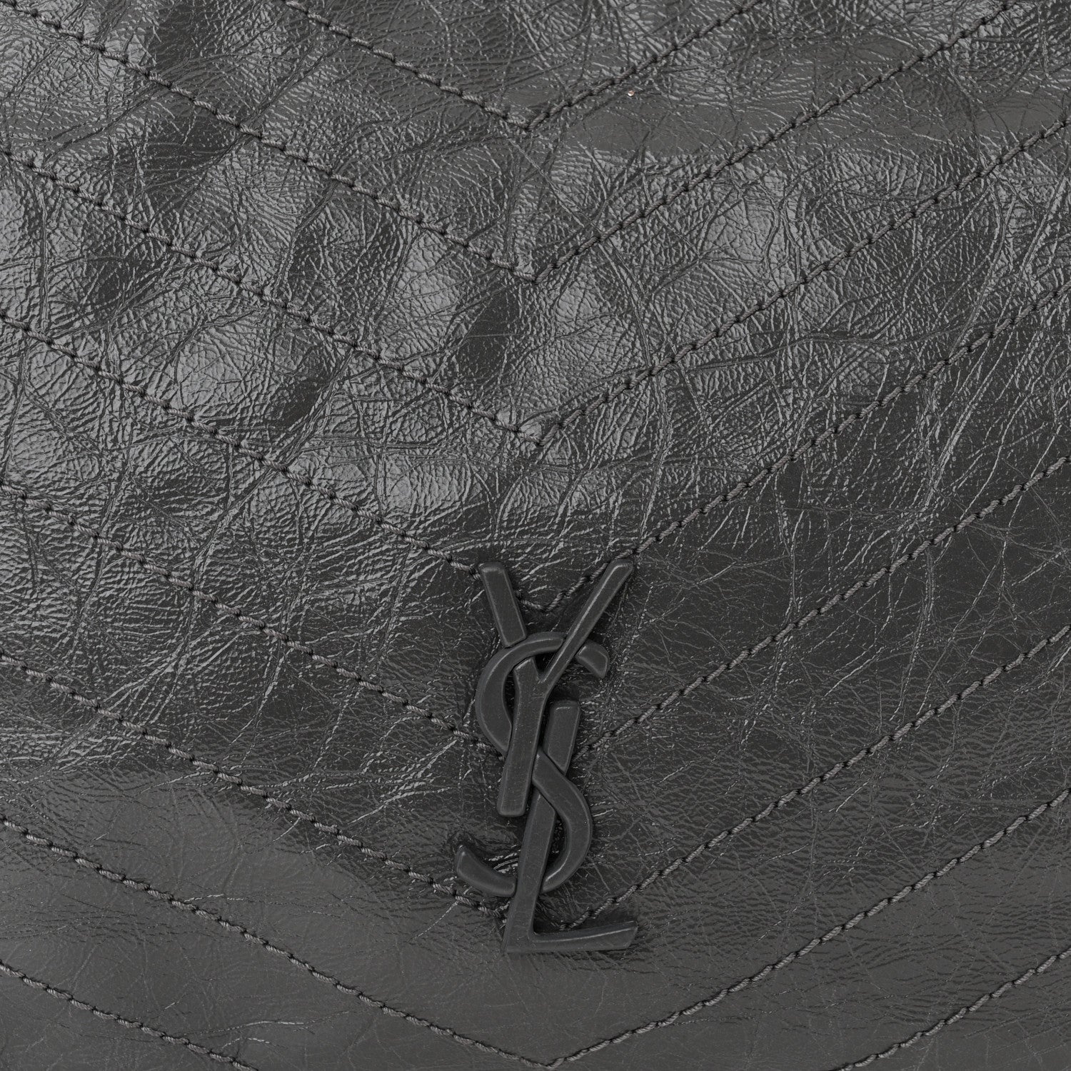 Saint Laurent Crinkled Calfskin Matelasse Monogram Medium Niki Shopper Tote Smog 8 of 10