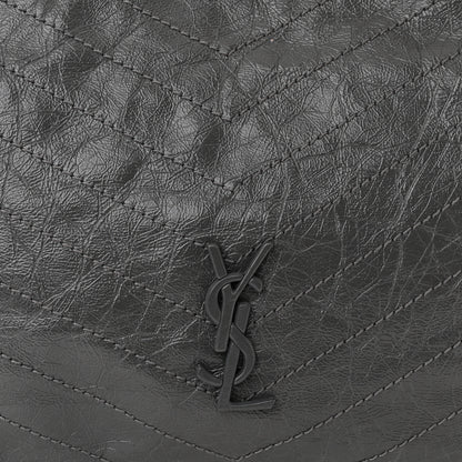Saint Laurent Crinkled Calfskin Matelasse Monogram Medium Niki Shopper Tote Smog 8 of 10