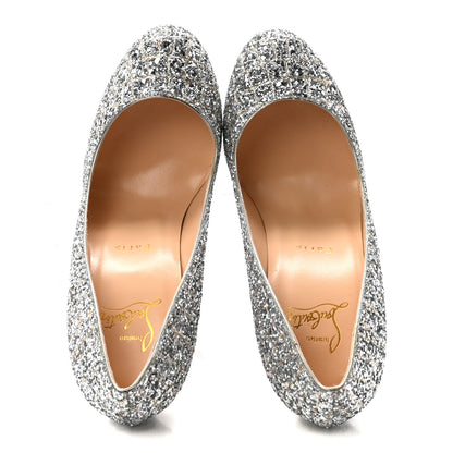 Christian Louboutin Glitter Canvas Aliglitter Fifille 100 Pumps 37 Silver 2 of 9