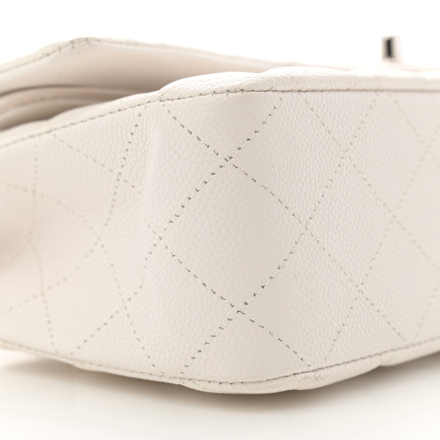 Caviar Quilted Medium Double Flap White