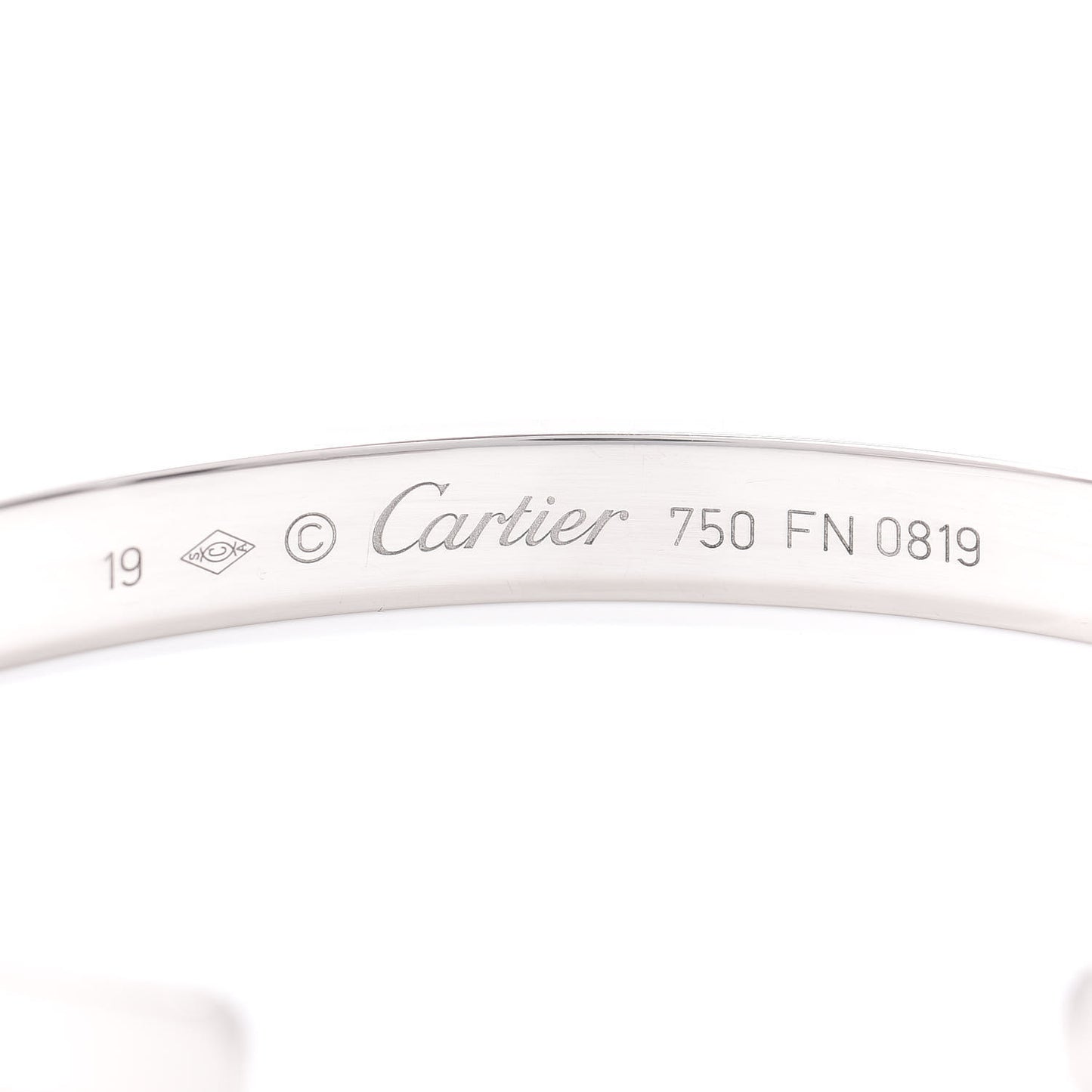 18K White Gold LOVE Cuff Bracelet 19