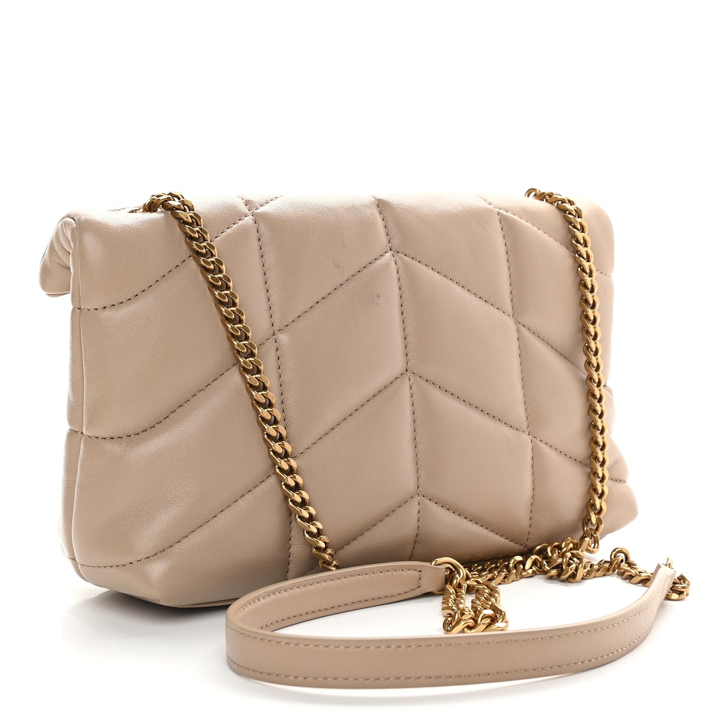 Lambskin Quilted Toy Loulou Puffer Monogram Chain Satchel Nude Powder