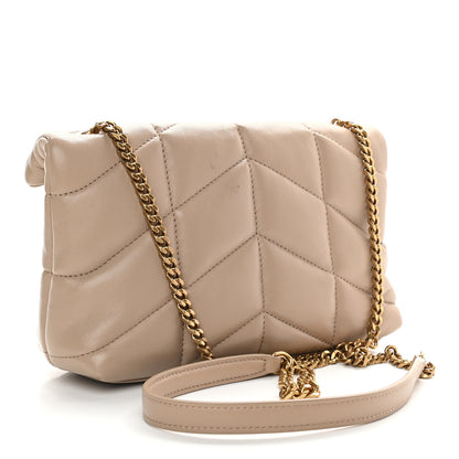 Saint Laurent Lambskin Quilted Toy Loulou Puffer Monogram Chain Satchel Nude Powder 2 of 9