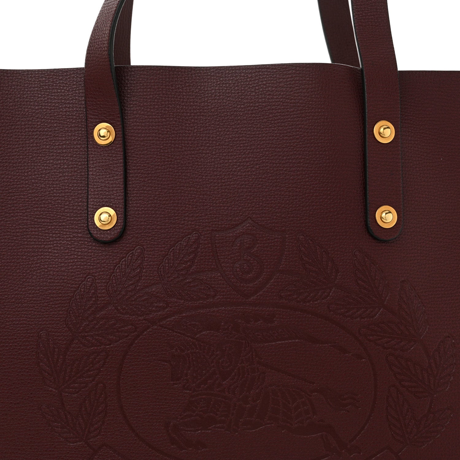 Burberry Calfskin Crest Embossed Small Tote Burgundy 7 of 9