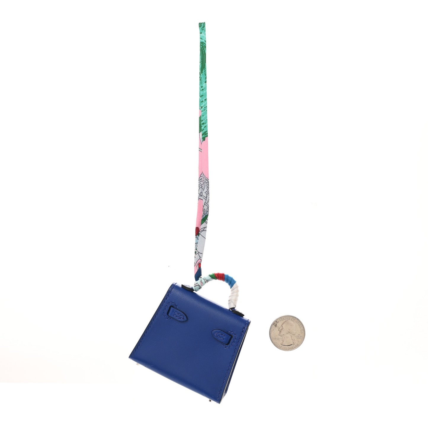 Tadelakt Mini Kelly Twilly Bag Charm Bleu Electrique