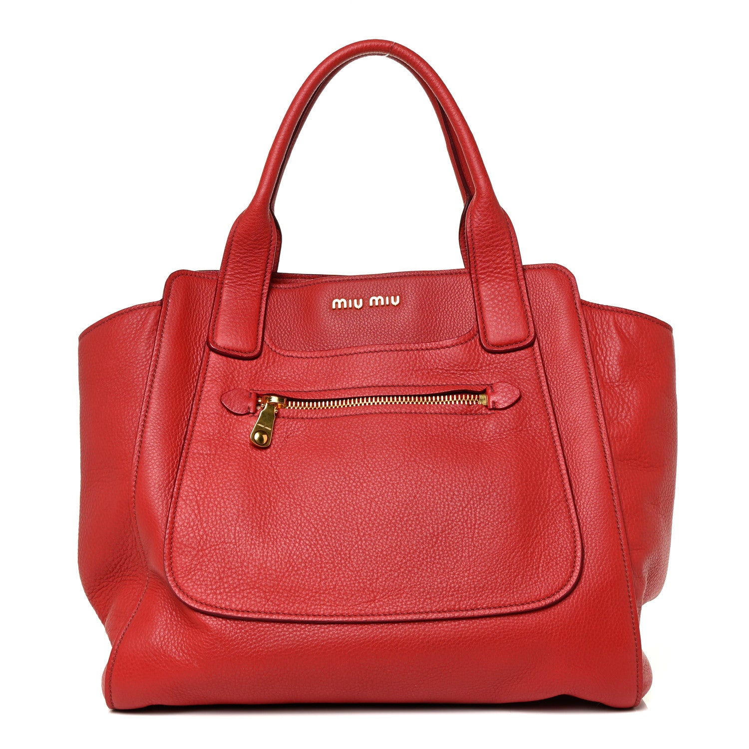 Miu Miu Vitello Daino Tote Red 1 of 19