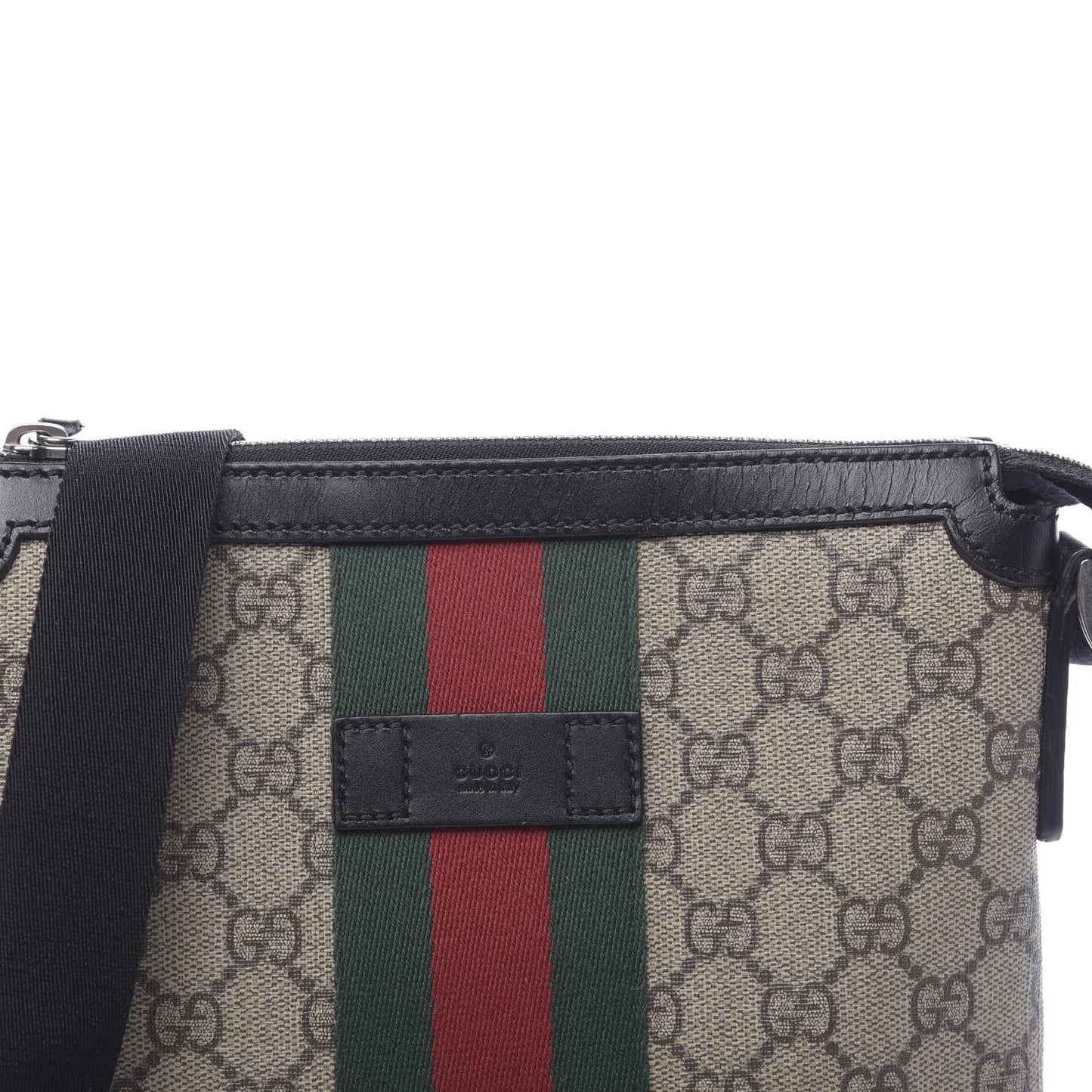 GG Supreme Monogram Web Messenger Bag Black